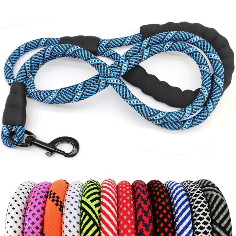 MayPaw Rope Dog Leash 3/6/8/10/12/15/20/30 FT, Heavy Duty Nylon Pet Leash, Soft Padded Handle Thick Lead Leashes for Large Medium Dogs (1/2" * 6', Blue Black) - Image 1